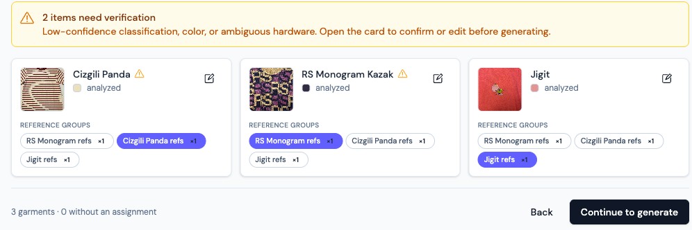 Bias app: QA review of generated catalog images